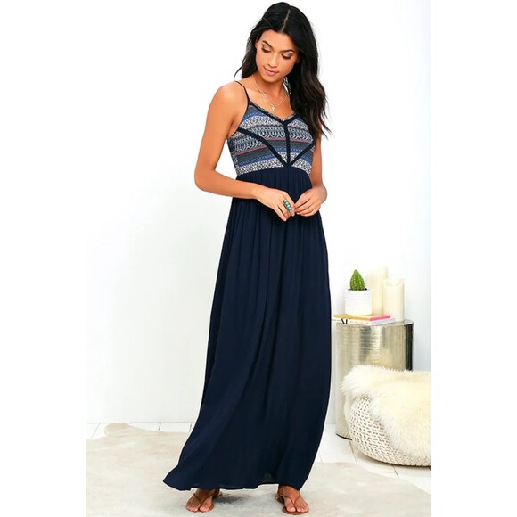 Lulus Playa Ciudad Navy Blue Maxi Dress Woman's Size XSmall - Picture 1 of 8